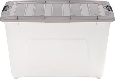 IRIS USA 53 Quart Stack & Pull Clear Storage Box, Gray, 5 Pack