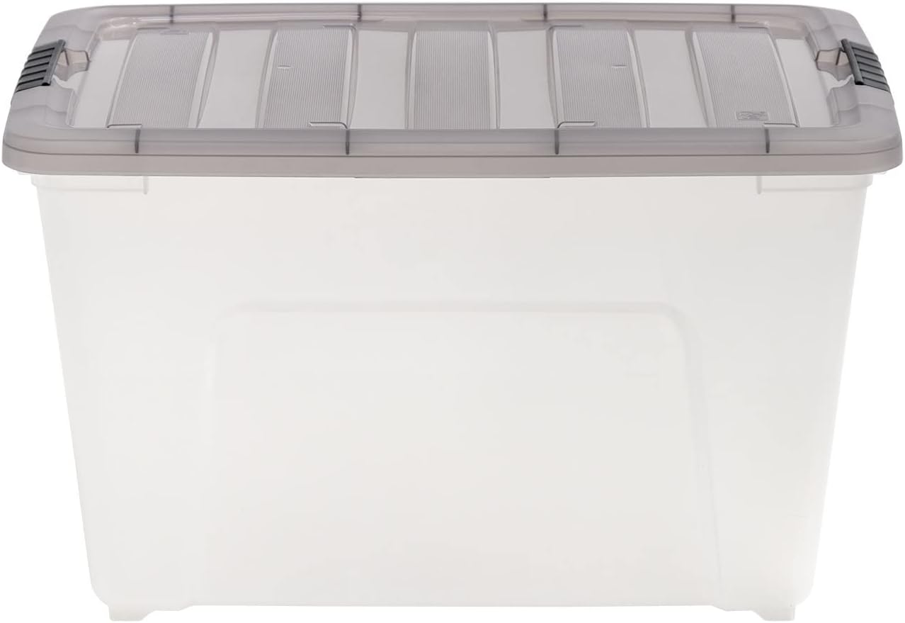 IRIS USA 53 Quart Stack & Pull Clear Storage Box, Gray, 5 Pack