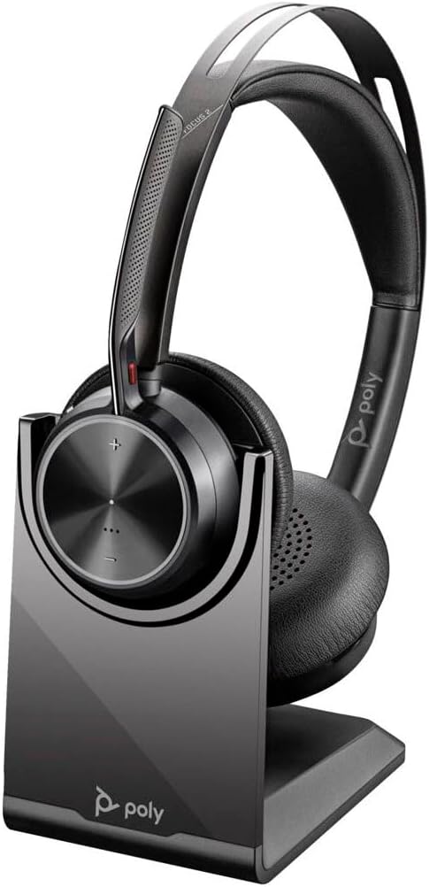 Poly Voyager Focus 2, Headset, on-ear, Bluetooth, wireless, active noise canceling, USB-C via Bluetooth adapter, black