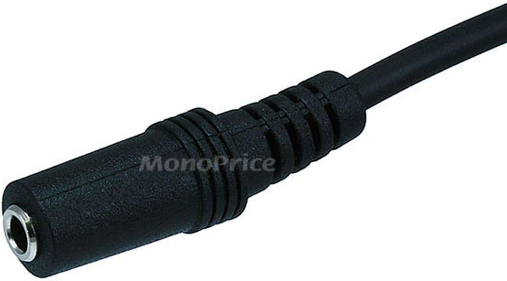 Monoprice Audio/Stereo Cable - 3.5mm(1/8") AUX, TRS, Male Plug to Female Jack, Molded Strain Relief Boots, 12 Feet, Black