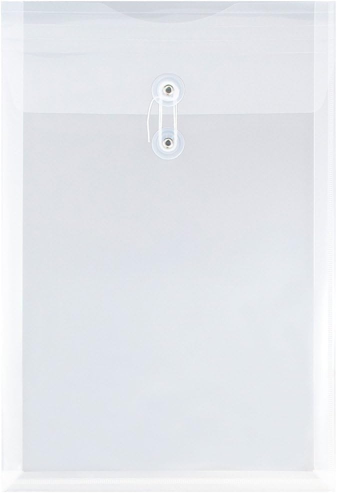 JAM PAPER Open-End Plastic Envelopes, Button & String