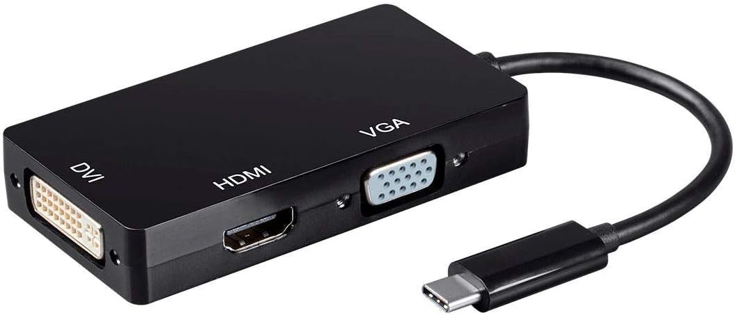 Monoprice USB Type-C to 4K HDMI, Single Link DVI, and VGA Passive Adapter,6in Cable Length, Black - Consul Series