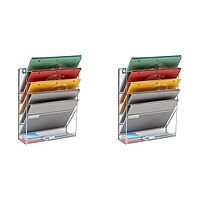 Mind Reader 5-Tier Vertical File Storage Basket, 16inH x 4in W x 12-3/4in D, Silver