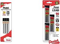 Pentel Super Hi-Polymer Leads, 0.5 mm, 2B, 12 Leads Per Tube, Pack Of 3 Tubes