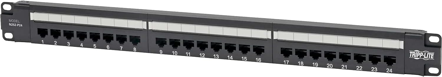 Eaton Tripp Lite Cat6 24-Port PoE+ Patch Panel, RJ45 Ethernet, 1U Rackmount