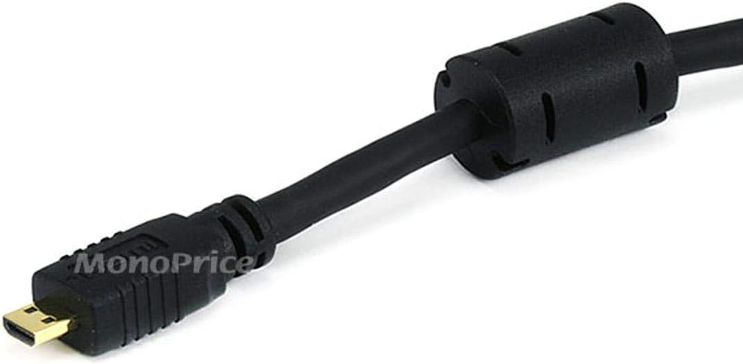 Monoprice High Speed HDMI to HDMI Micro Cable - 4K@24Hz, 10.2Gbps, 34AWG, Ferrite Core, Gold Plated Connectors, 3 Feet