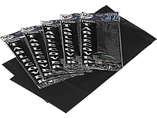 Tablemate Table Set Rectangular Table Covers, Heavyweight Plastic, 54" X 108", Black, 6/pack
