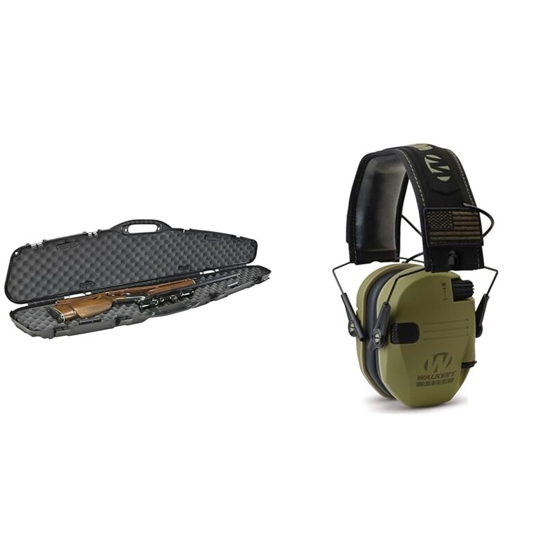 Plano "Pro-Max Scoped Rifle Hard Case, 53.63"" L x 13"" W x 3.75"" H, Black Pro-max Scoped Rifle Hard Case + Earmuff