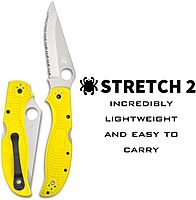 Spyderco Stretch 2 XL Lightweight Salt Folding Pocket Knife with 3.99 Inch H-2 Tool Steel Blade and Yellow FRN Handle - SpyderEdge - C258SYL