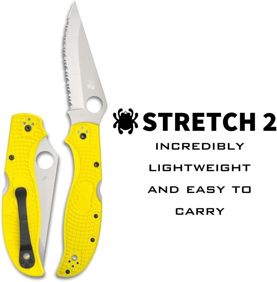 Spyderco Stretch 2 XL Lightweight Salt Folding Pocket Knife with 3.99 Inch H-2 Tool Steel Blade and Yellow FRN Handle