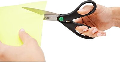 Westcott KleenEarth 8in Scissors, 70% Recycled, Pointed, Black