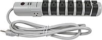 Monoprice 8 Outlet Rotating Surge Strip - UL Rated 2,160 Joules with Grounded and Protected Light Indicator, Gray