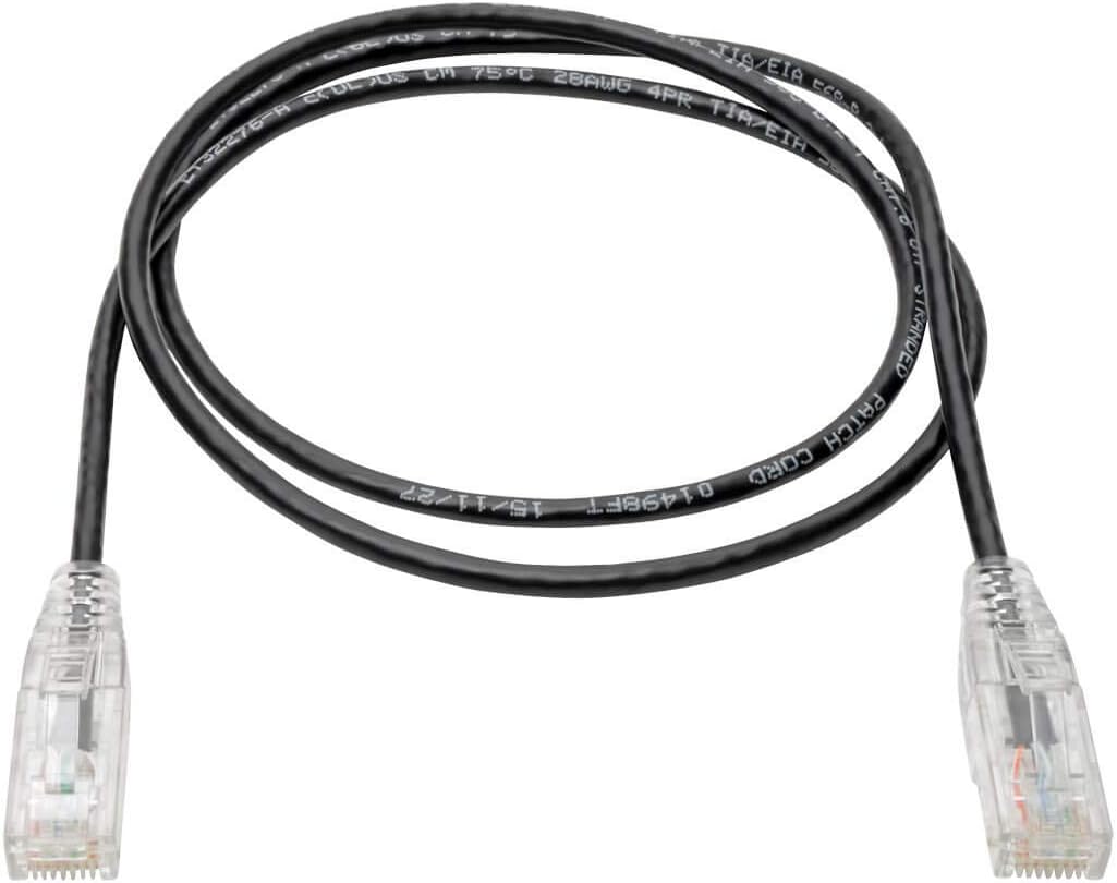 Tripp Lite Cat6 Gigabit Patch Cable Snagless Utp RJ45 Molded Slim, 2', Black (N201-S02-BK)
