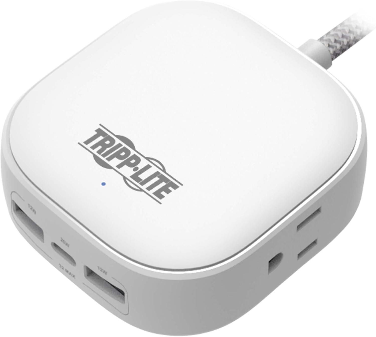 Tripp Lite Safe-IT Power Strip 2-Outlet + 3 USB Ports Long Extension Cord, 2 USB-A + 1 USB-C Charging, Flat Plug