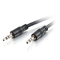 C2G 40106 3.5mm Stereo Audio Cable with Low Profile Connectors M/M, In-Wall CMG-Rated (15 Feet, 4.57 Meters) Black