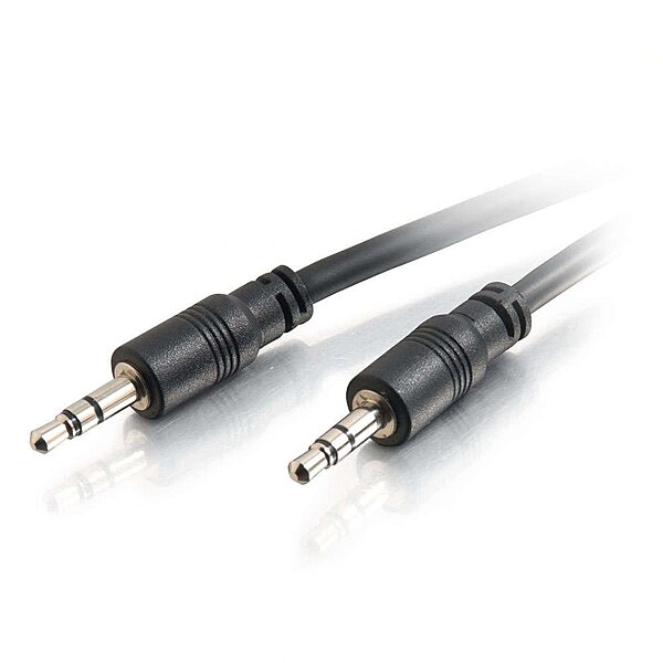 C2G 40108 3.5mm Stereo Audio Cable with Low Profile Connectors M/M, In-Wall CMG-Rated (35 Feet, 10.66 Meters) Black