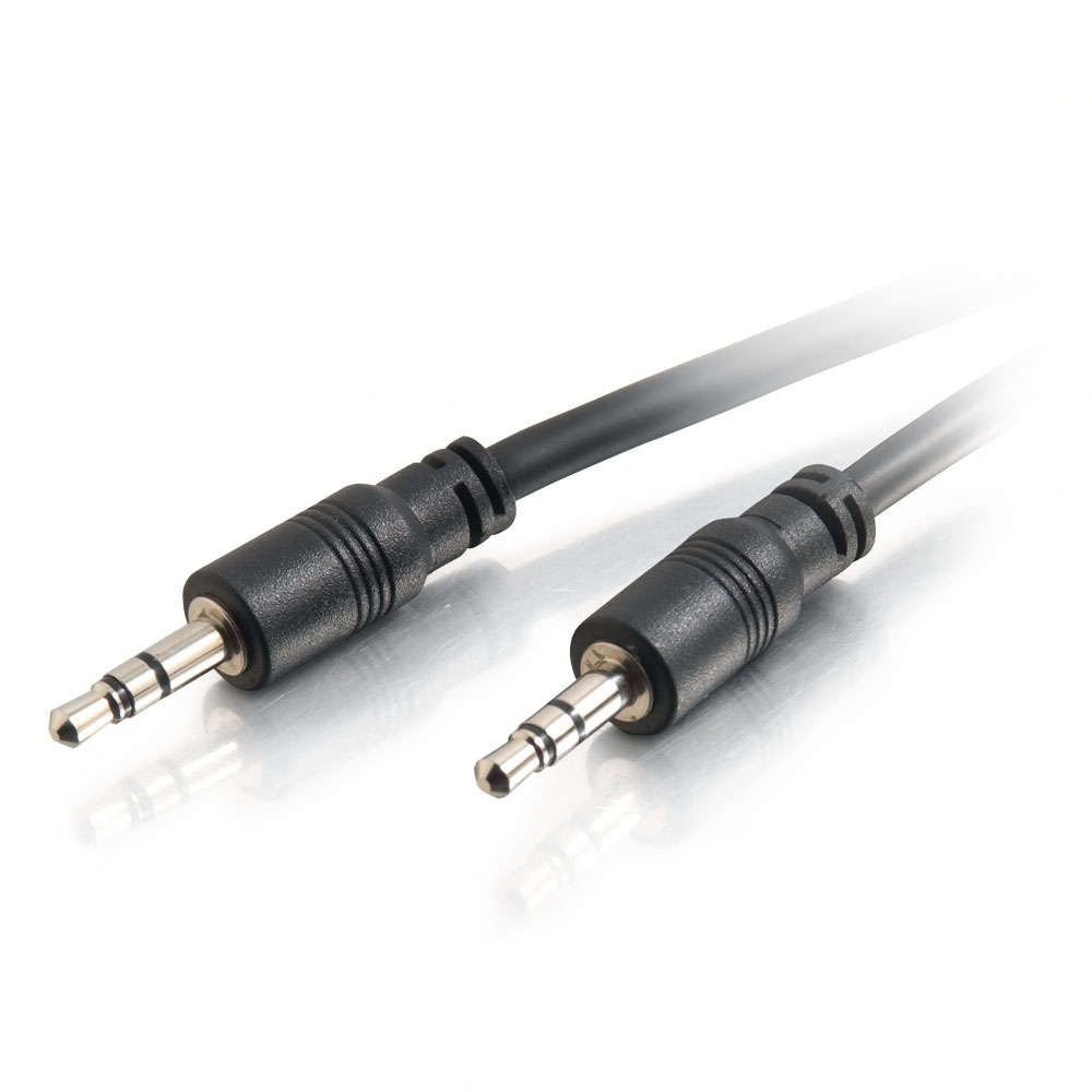 C2G 40106 3.5mm Stereo Audio Cable with Low Profile Connectors M/M, In-Wall CMG-Rated (15 Feet, 4.57 Meters) Black
