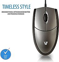 V7 MV3000010-5NC 3BTN USB Wired Optical Mouse,Silver / Black Wired Full size