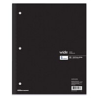 Office Depot® Brand Wireless Notebook, 8" x 10-1/2", Wide Ruled, 80 Sheets, Black