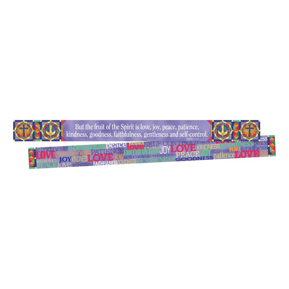 Barker Creek Double-Sided Spiritual Border 2-Pack, Fruit of The Spirit, Decorate Galore with 70' of Border, Coordinating Designs Printed On Both Sides for Twice The Value, 3" x 70' (3677)