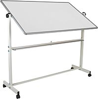 Flash Furniture HERCULES Series 64.25"W x 64.75"H Double-Sided Mobile White Board with Pen Tray