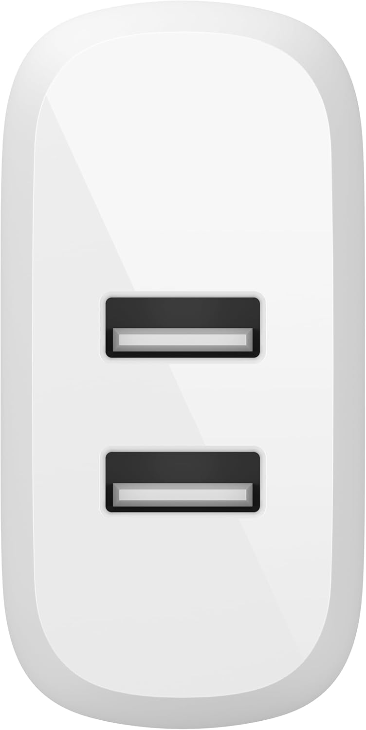 Belkin Dual Port USB Charger Block 24W - iPhone Charger Fast Charging - iPhone 16, 15, 14, iPad Pro, Samsung Galaxy S25