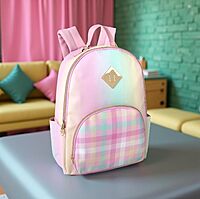Emma & Chloe Pastel Waterproof Vinyl Backpack for Traveling and Commuting (Ombre Stripes)