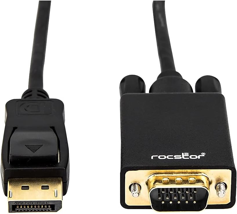 Rocstor Premium 6 Ft Displayport to VGA Cable M/Displayport to VGA Supporting 1920x1200 1080P at 60Hz - DP/VGA Cable