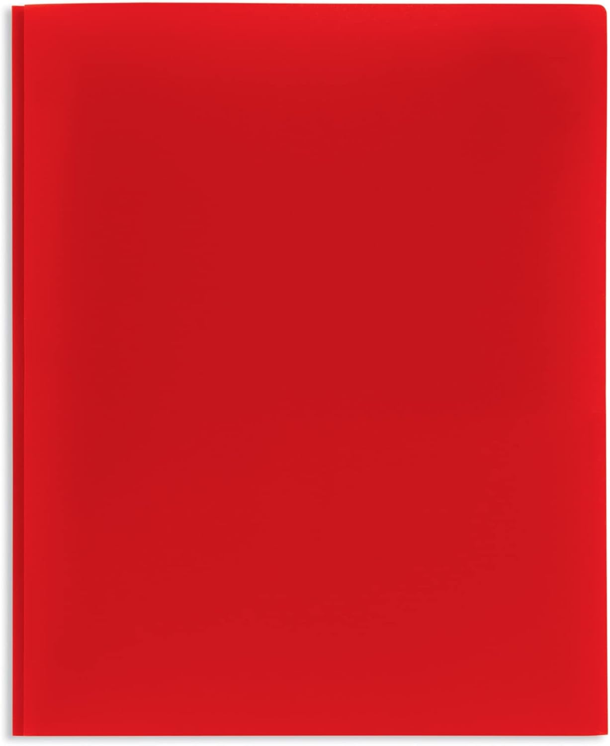 Office Depot® Brand 2-Pocket School-Grade Poly Folders With Prongs, 8-1/2" x 11", Assorted Colors, Pack Of 48