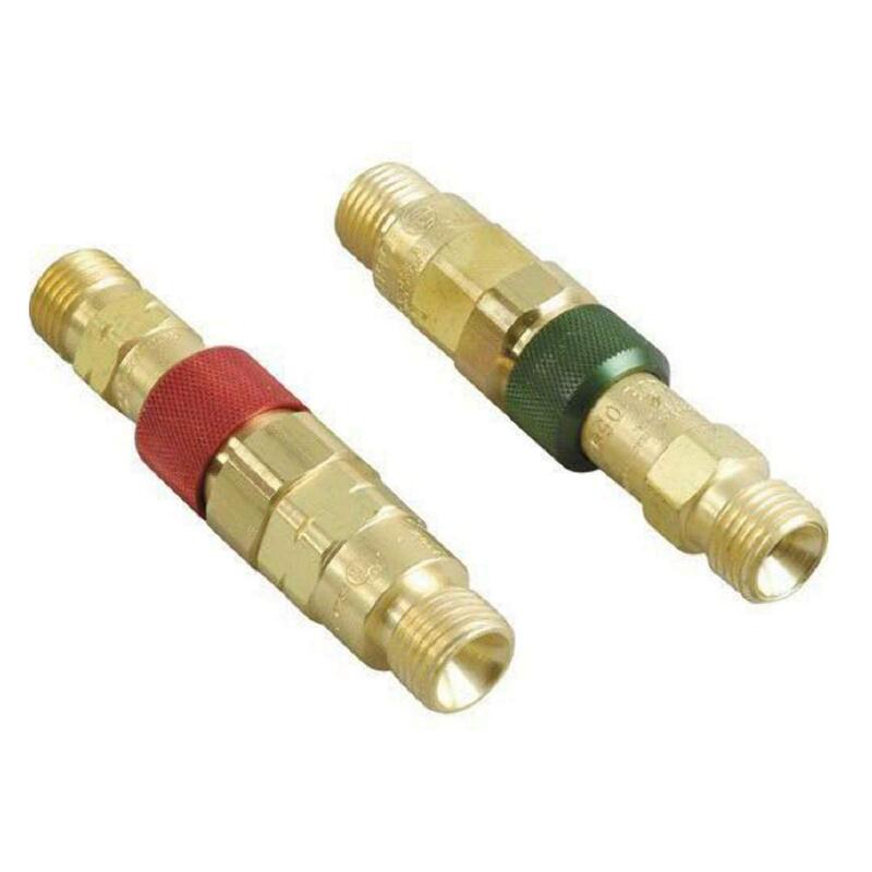 Western Enterprises QDB22, Hose To Hose Oxygen/Fuel Gas Connector Socket and Plug with Check Valves Set, O2 Hose