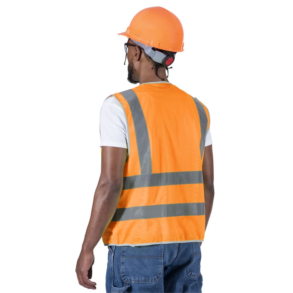 Pioneer Safety Vest - Hi Vis Reflective with 8 Pockets, Zipper Closure, ANSI/ISEA 107-2015 Class 2 Type P/R