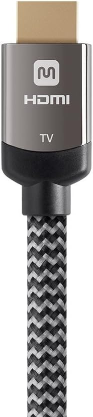Monoprice 4K High Speed HDMI Cable - Braided - 4K@60Hz, 18Gbps, HDR, CL3 In-Wall Rated, 50ft, Grey