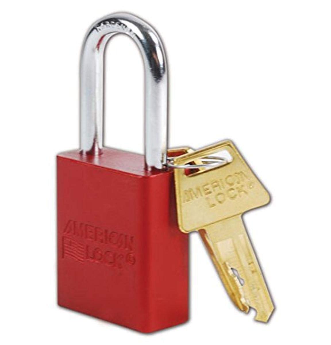 Master Lock A1106RED Aluminum Red Safety Padlock with 1/4" x 1-1/2" Shackle, 1-Padlock