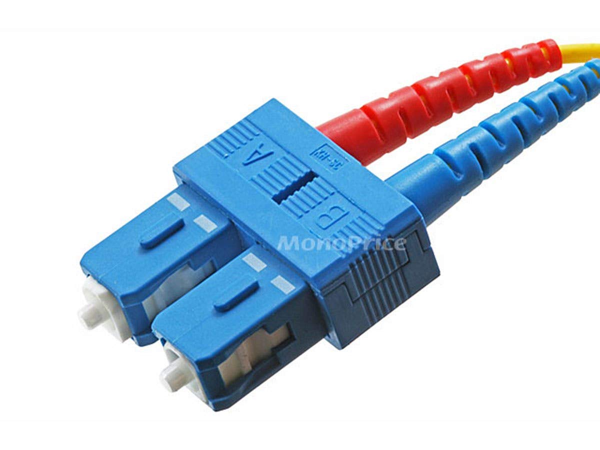 Monoprice Single-Mode Duplex Fiber Optic Cable LC to SC, 9/125 Corning, OFNR