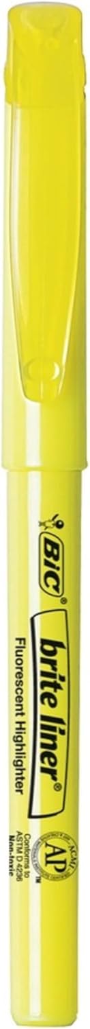 BIC® Brite Liner® Highlighters, Chisel Point, Yellow, 5-Pack