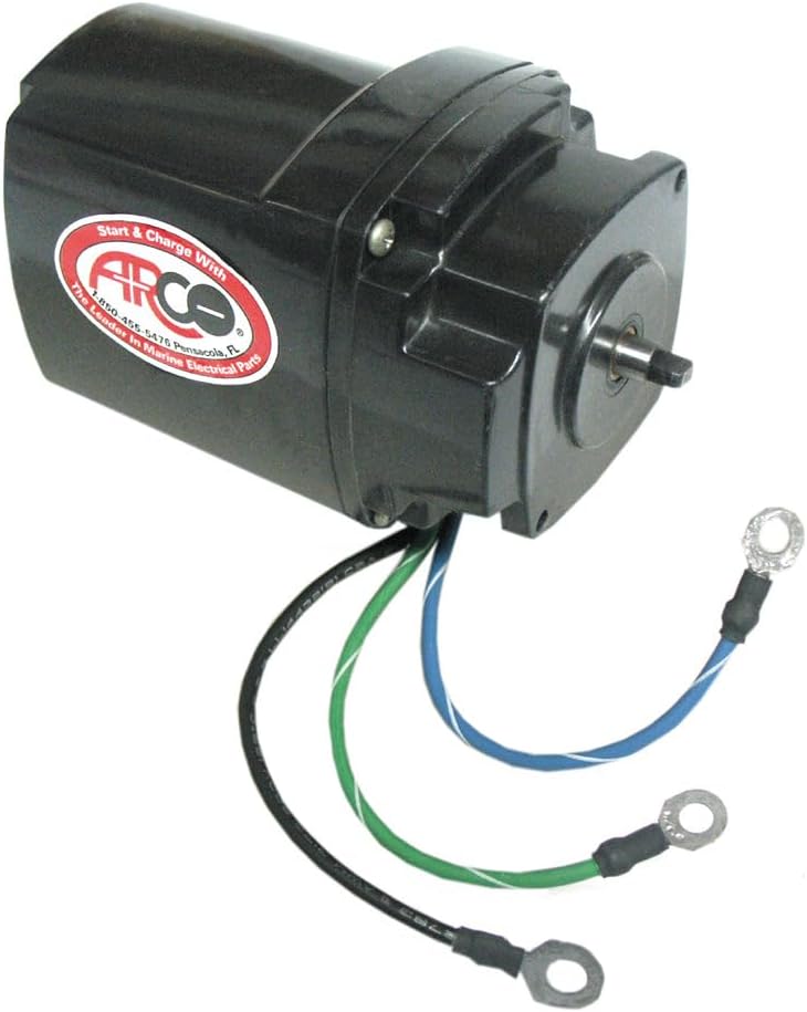 Arco 6218 Tilt Trim Motor for Mercruiser I/O and Mercury Outboard with Oildyne Pump, 12 Volt, Ring Terminal End, Black