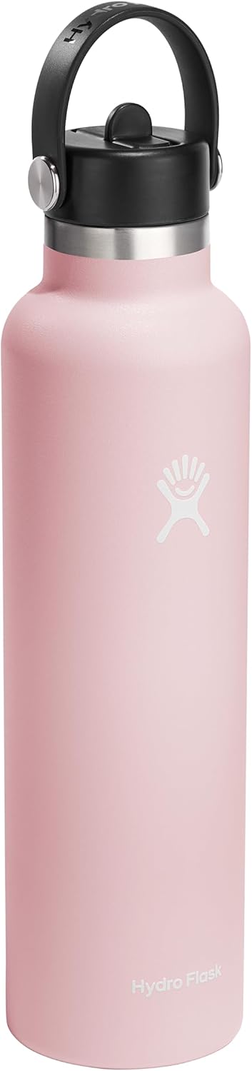 Hydro Flask Water Bottle - Insulated Stainless Steel - Straw Lid, Non Spill, Leakproof 24 Oz Trillium Pink