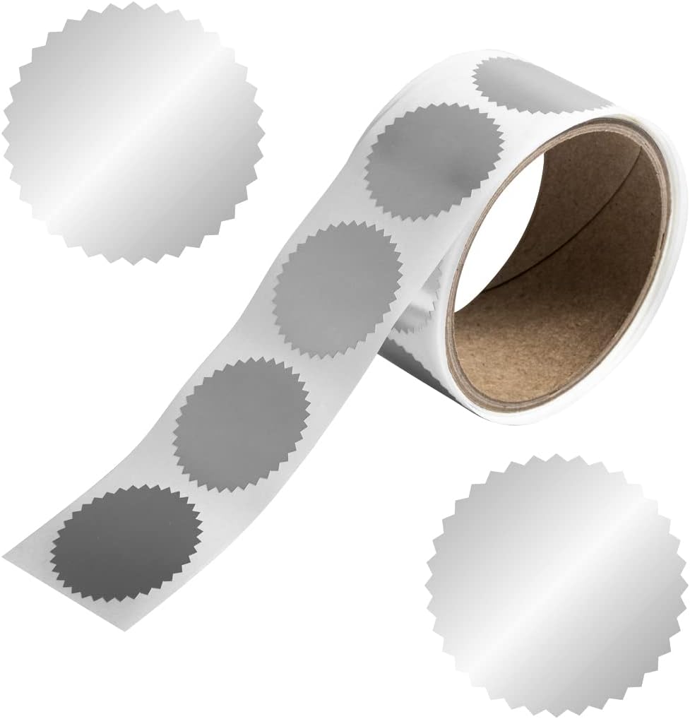 JAM PAPER Circle Label Wafer Seals with Serrated Edges - 100 Round Self-Adhesive Labels