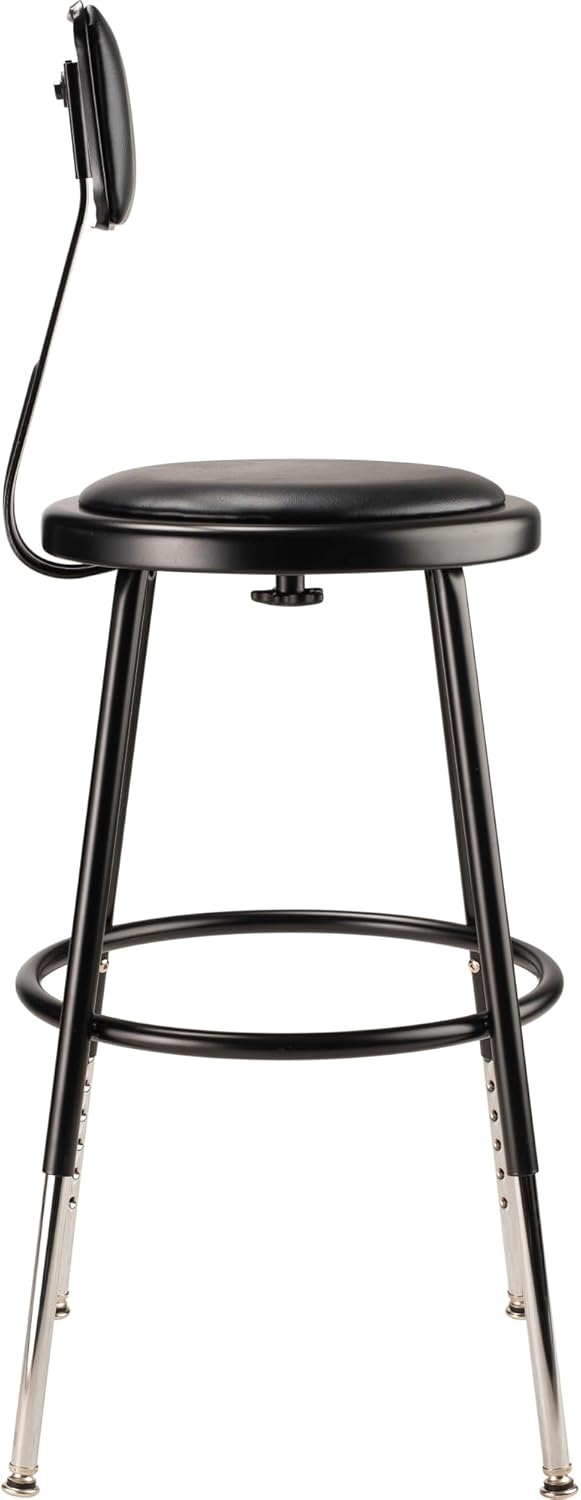 NPS 19"-27" Height Adjustable Heavy Duty Vinyl Padded Steel Stool with Backrest