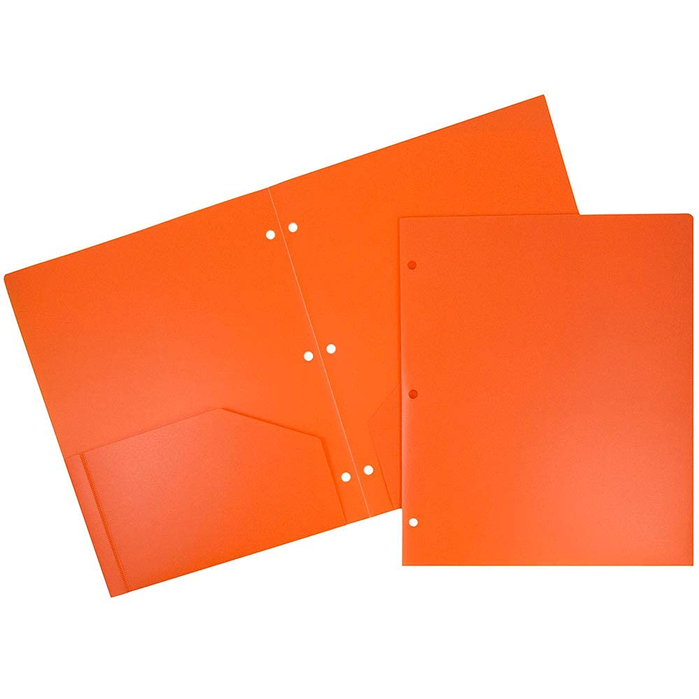 JAM PAPER Heavy Duty Plastic 3-Hole Punched 2-Pocket Presentation Folders