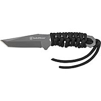 Smith & Wesson SW910TAM 5.9in High Carbon S.S. Full Tang Neck Knife with a 2.8in Tanto Blade and Paracord Handle for Outdoor