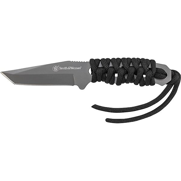 Smith & Wesson SW910TAM 5.9in High Carbon S.S. Full Tang Neck Knife with a 2.8in Tanto Blade and Paracord Handle for Outdoor, Tactical, Survival and EDC