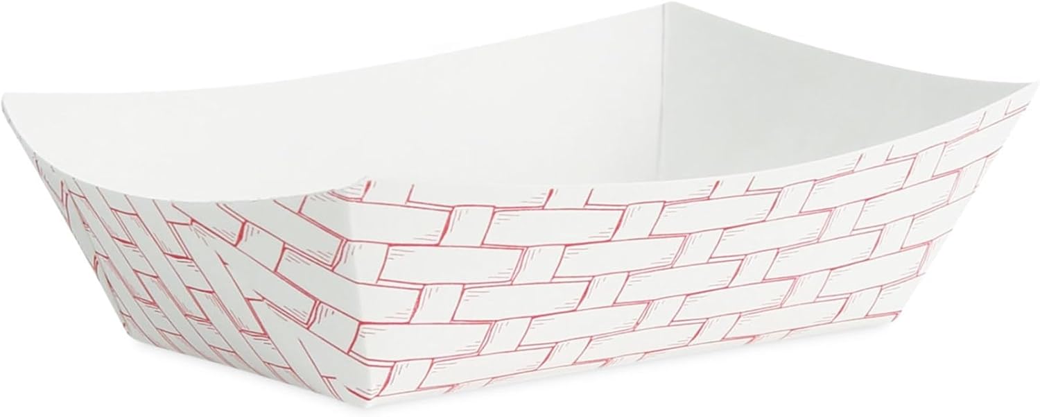 Boardwalk® Paper Food Baskets, 1/2 Lb Capacity, Red/White, Pack Of 1,000