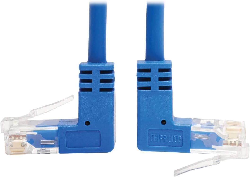 Tripp Lite Cat6 Gigabit Molded Slim UTP Network Patch Cable, Blue, RJ45 Angle