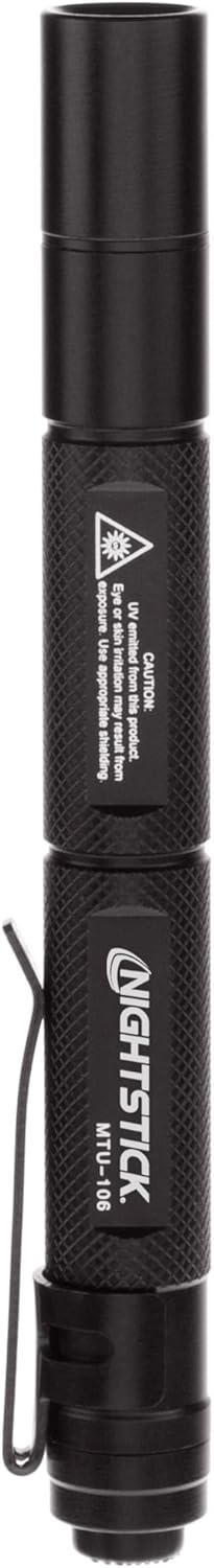 Nightstick MTU-106 Mini-TAC UV Flashlight with 2 AAA, Black,Small