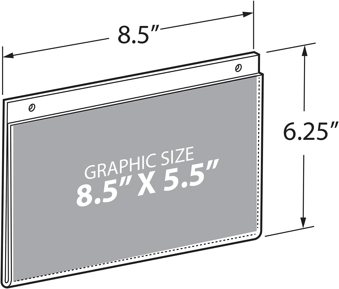 AZAR DISPLAYS U-Frame Wall-Mount Acrylic Sign Holders, Clear, Pack Of 10