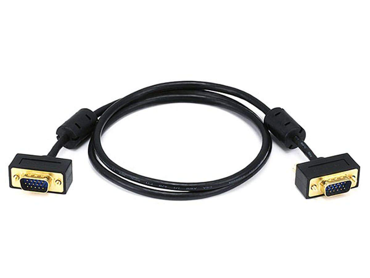 Monoprice Ultra Slim SVGA Super VGA Male-to-Male Monitor Cable with Ferrites and Gold-Plated DE-15 Connectors
