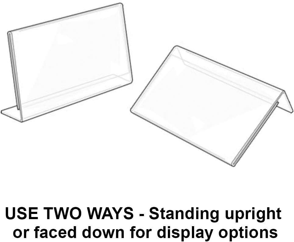 Azar Displays Acrylic L-Shaped Sign Holders, Clear - Pack of 10