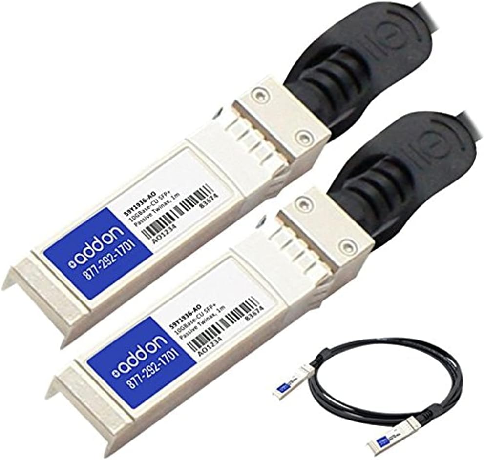 Add on IBM 59Y1936 Compatible TAA Compliant 10GBase-CU SFP+ to SFP+ Direct Attach Cable (Passive Twinax, 1m)