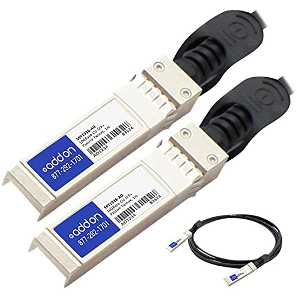 Add on IBM 59Y1936 Compatible TAA Compliant 10GBase-CU SFP+ to SFP+ Direct Attach Cable (Passive Twinax, 1m)